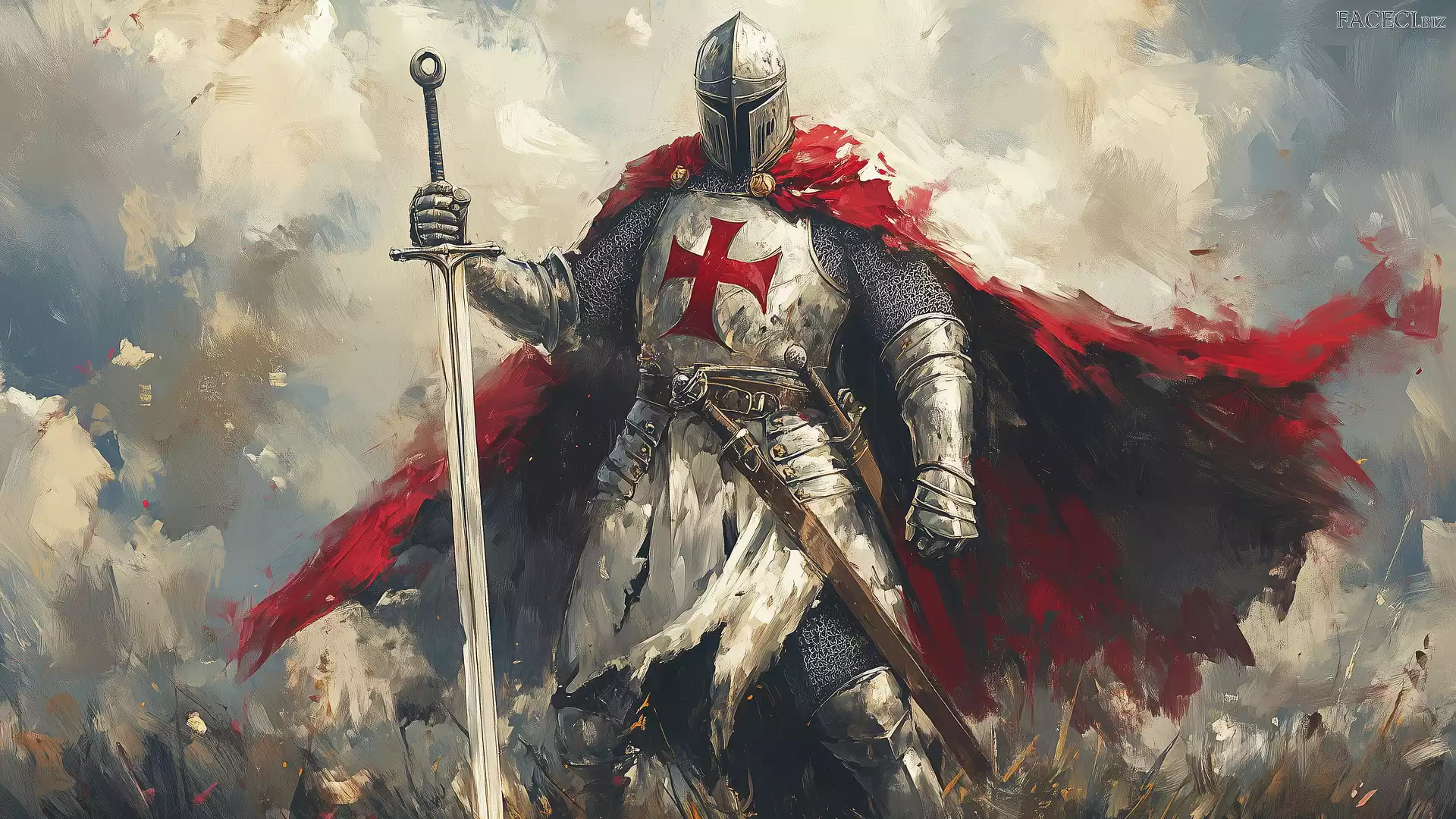 Zbroja, Rycerz, Miecz, Grafika, Farba